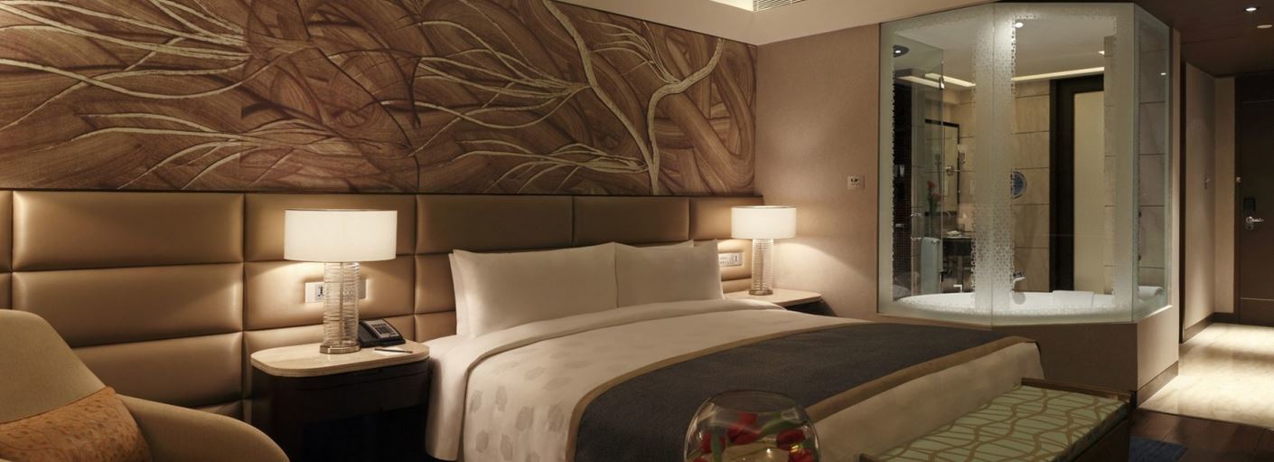 The Leela Ambience Convention Hotel Delhi New Delhi Exterior foto A bedroom at the hotel